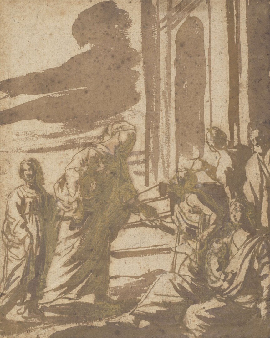 Pierre Poncet le Jeune (1612-1659), La Charité de sainte Anne, circa 1640, pen, wash and ink on paper, 26 x 21 cm, inv. 2024.25.1, acquired thanks to the Friends of the Museums of Orléans