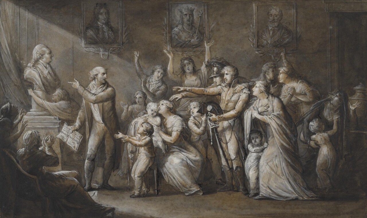 Jean-Marie Delaperche, Vive le roi, vers 1815, lavis d’encre et crayon graphite sur papier, 24x40,5 cm , inv. 2025.11.1