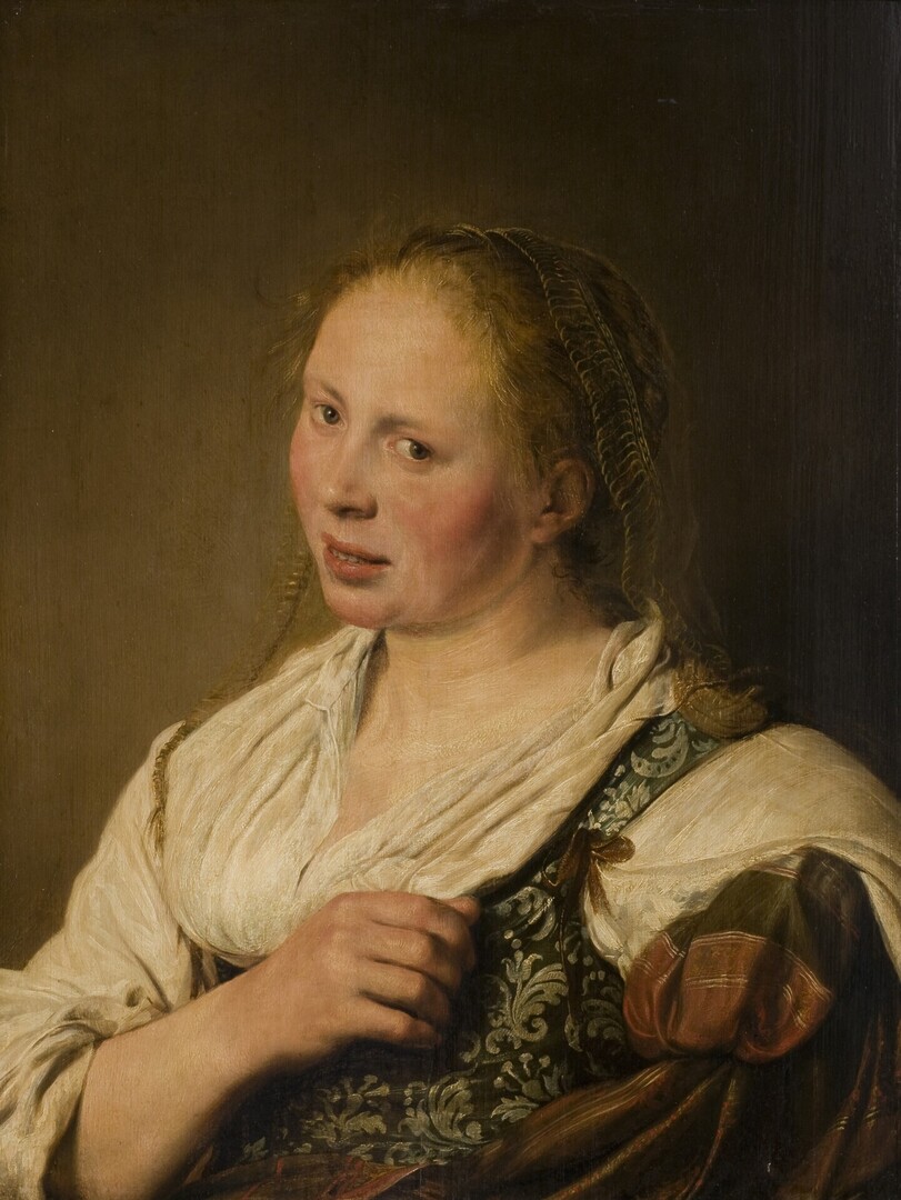 Salomon de Bray, Jeune paysanne, 1635, PE.1406.A, avant restauration