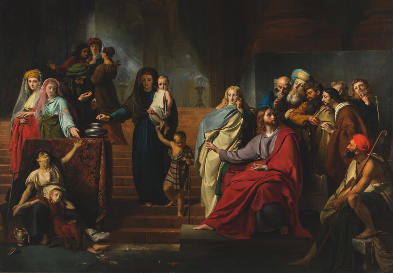 François-Joseph Navez, L'Obole de la veuve, 1840, oil on canvas, 167 x 233 cm, inv. 2025.21.1