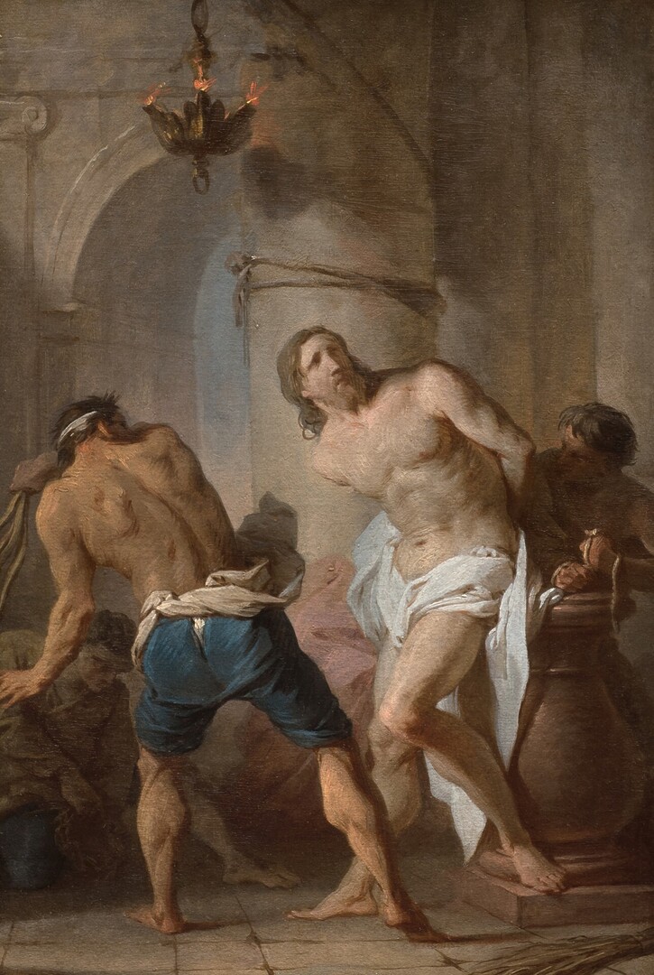 Pierre Subleyras, Etude pour La Flagellation du Christ, c. 1735, huile sur papier marouflé sur toile, 19 x 36 cm, Paris, Collection Antoine Béal
