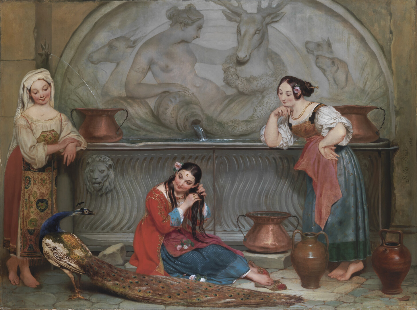 Philippe-Jacques van Bree, Trois italiennes à la fontaine, 1838, huile sur carton, 100,7 x 129 cm, Paris, Collection Antoine Béal