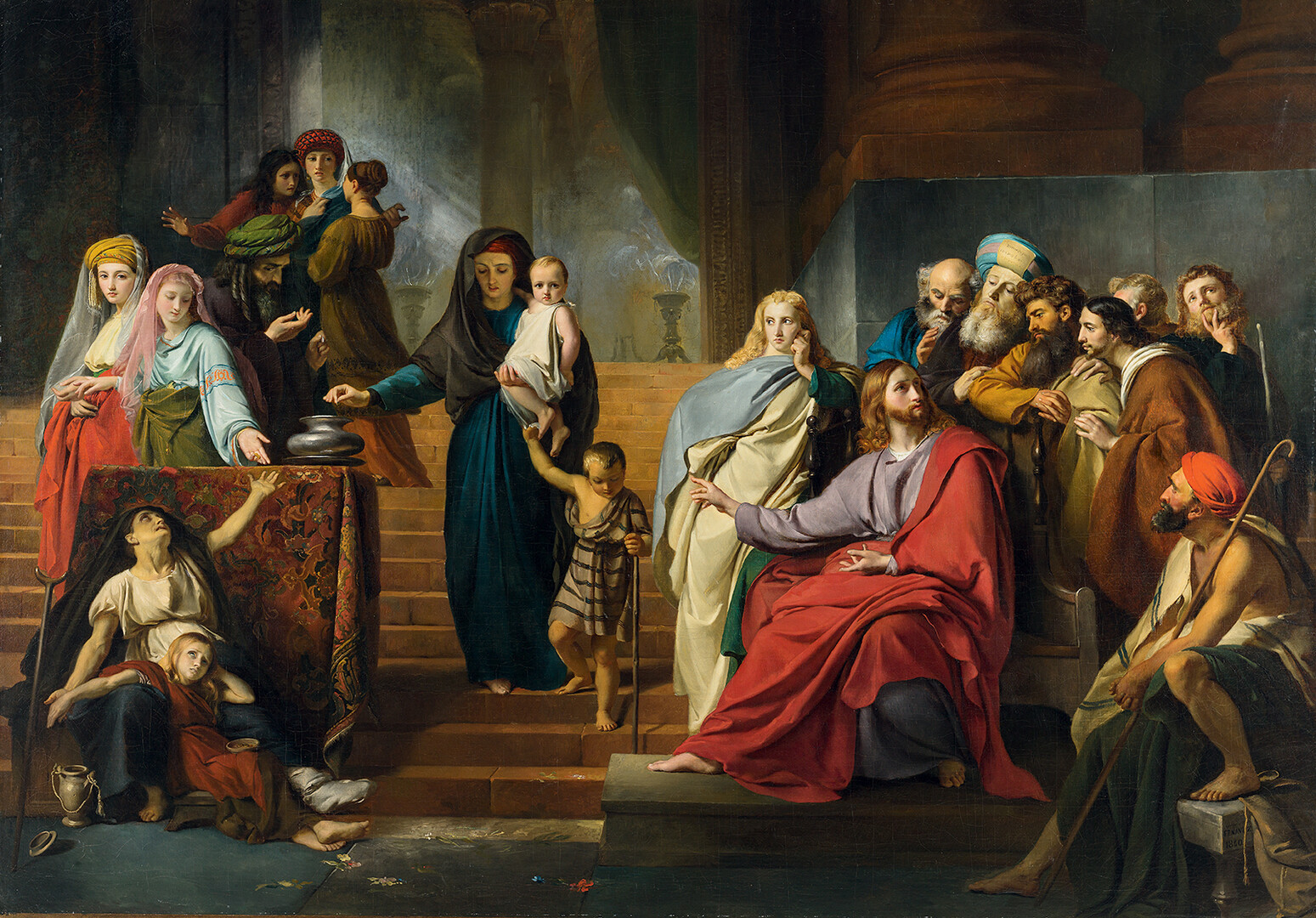 François-Joseph Navez, L’Obole de la veuve, 1840, huile sur toile, 167 x 233 cm, Paris, Collection Antoine Béal