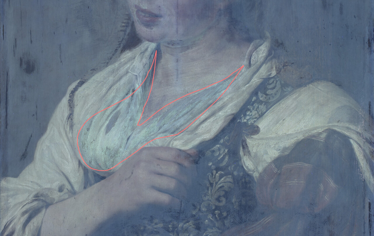 Salomon de Bray, Jeune paysanne, 1635, PE.1406.A, sous UV
