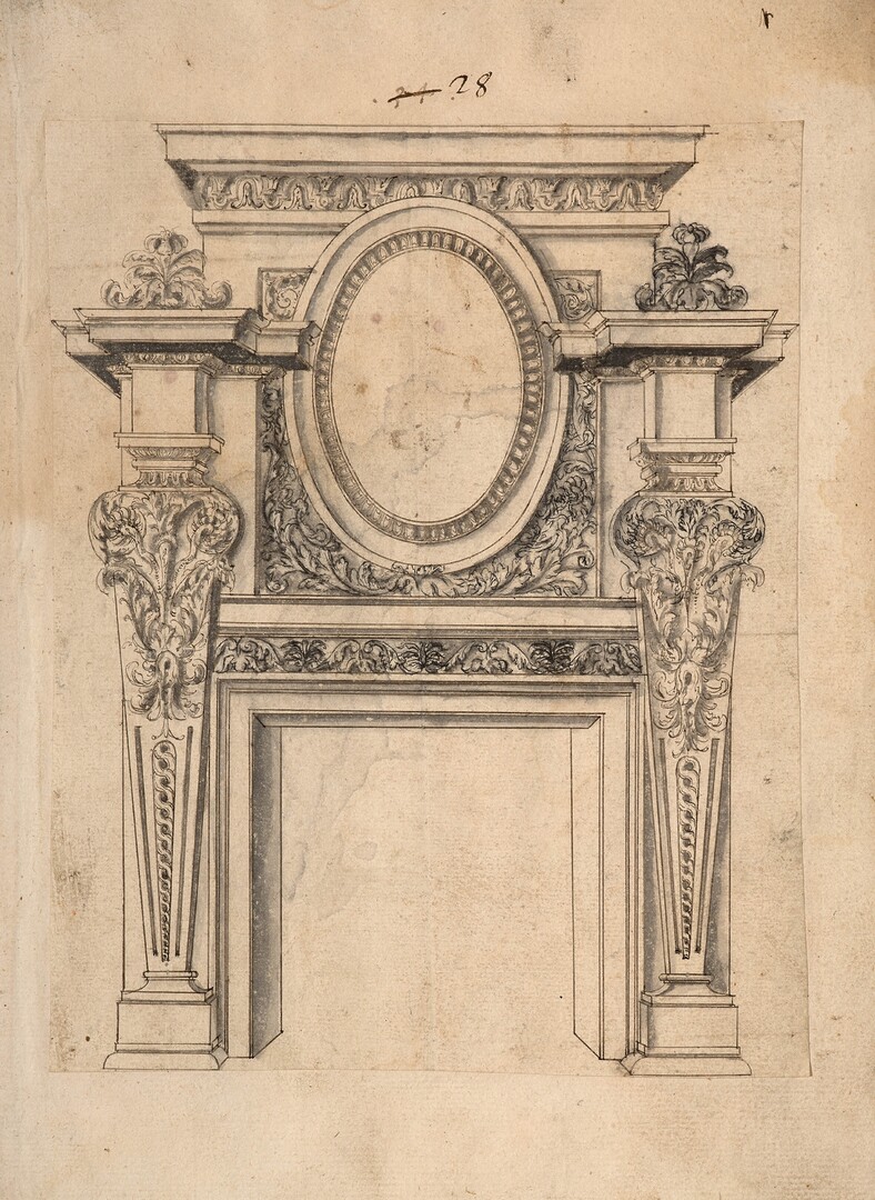 Jacques Androuet du Cerceau (Paris, 1511 - Annecy, 1586), Etude de cheminée pour le château de Verneuil, vers 1550 (?), plume et encre brune, lavis gris sur papier, inv. 2025.17.1
