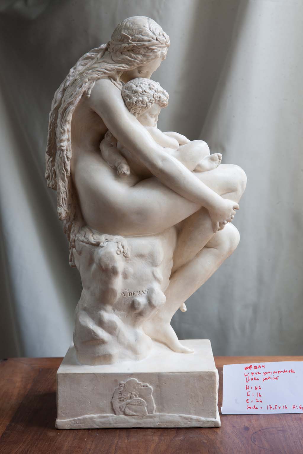Auguste Debay (1804-1865), Le berceau primitif, vers 1845, plâtre, 45x18x14,5 cm, inv. 2025.25.15