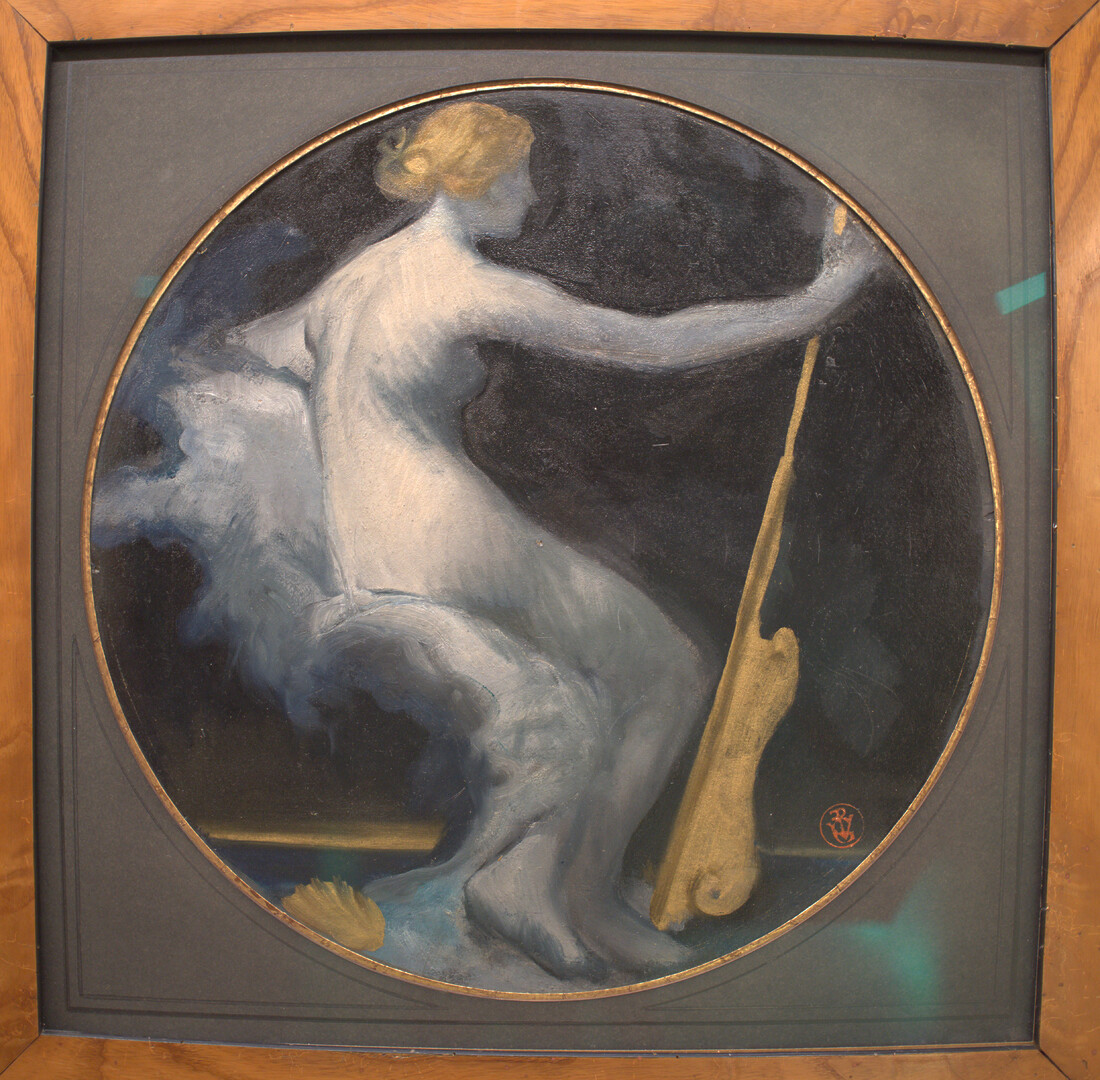 Pierre-Victor Galland (Genève, 1822 - Paris, 1892), La Navigation, étude pour le décor de l’Hôtel de Ville de Paris, vers 1890, huile, pierre noire et craie blanche, 38x38 cm, inv. 2025.25.4