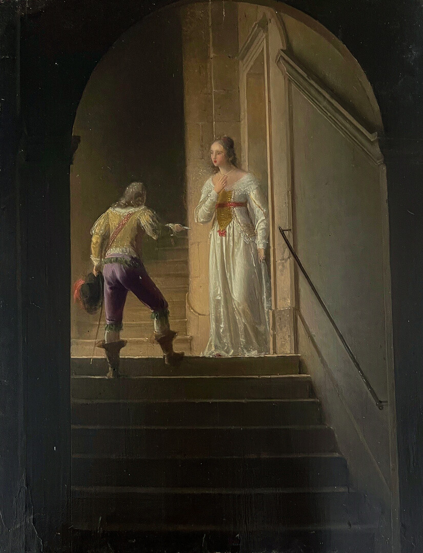 Jean-Antoine Laurent (Baccarat, 1763 – Épinal, 1832), La lettre, épisode de la Comtesse de Tende de Madame de Lafayette, 1824, huile sur panneau, 34,5x27,5 cm, inv. 2025.25.13