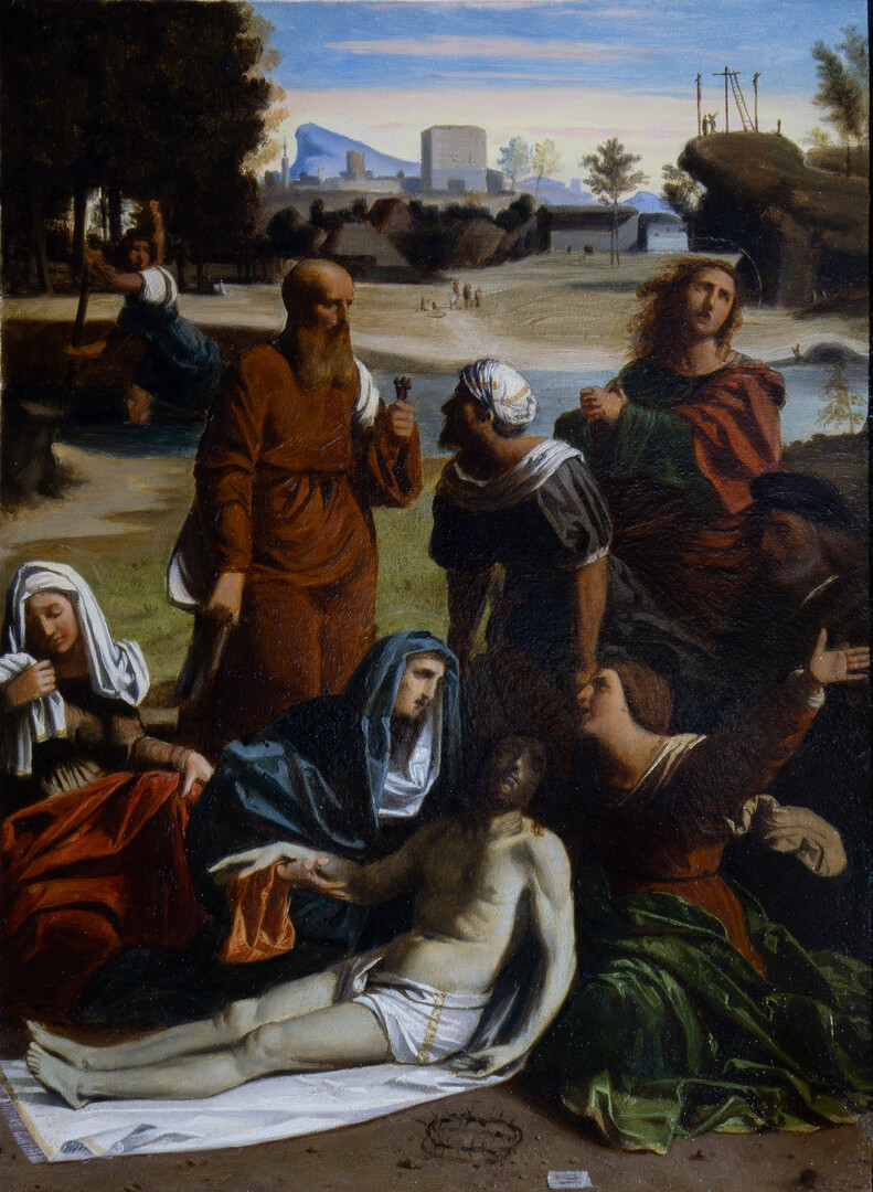 Attribué à Georges Lefrançois (Caen, 1805 – Venise, 1839), d’après Giovanni Battista Benvenuti dit l’Ortolano, Déploration du Christ, vers 1834-1839, huile sur bois, 33,5x24,3 cm, inv. 2025.25.11