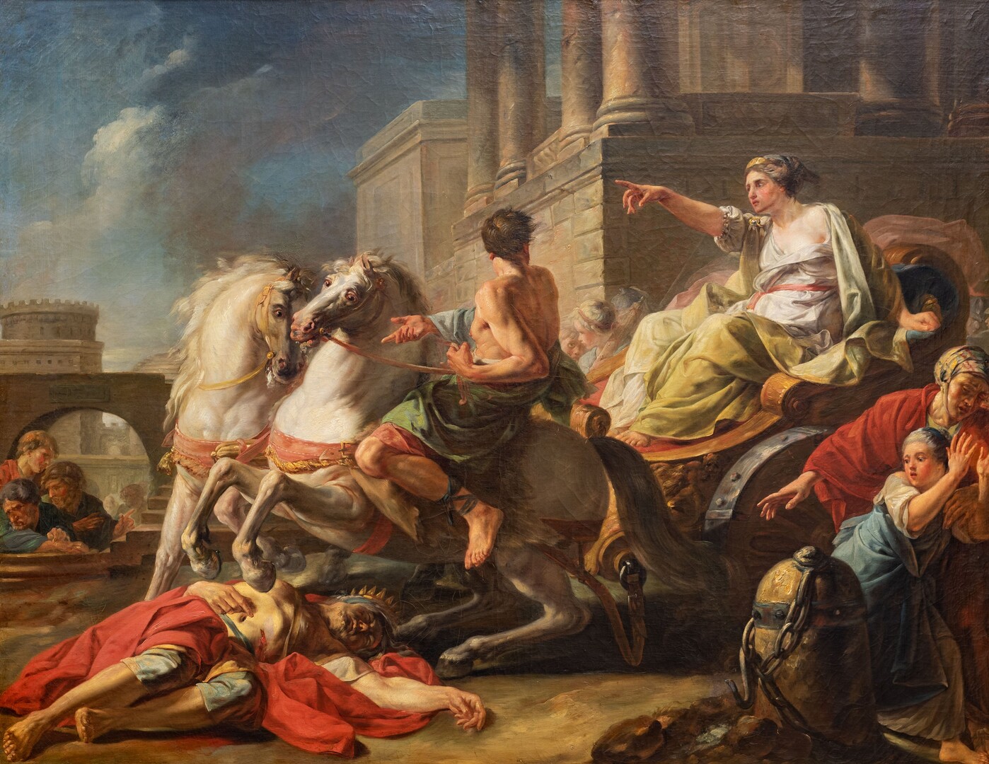 Tullie faisant passer son char sur le corps de son père, 1765 Huile sur toile, 114 x 145,5 cm Mayence, Landesmuseum Mainz © GDKE RLP / photo Astrid Garth